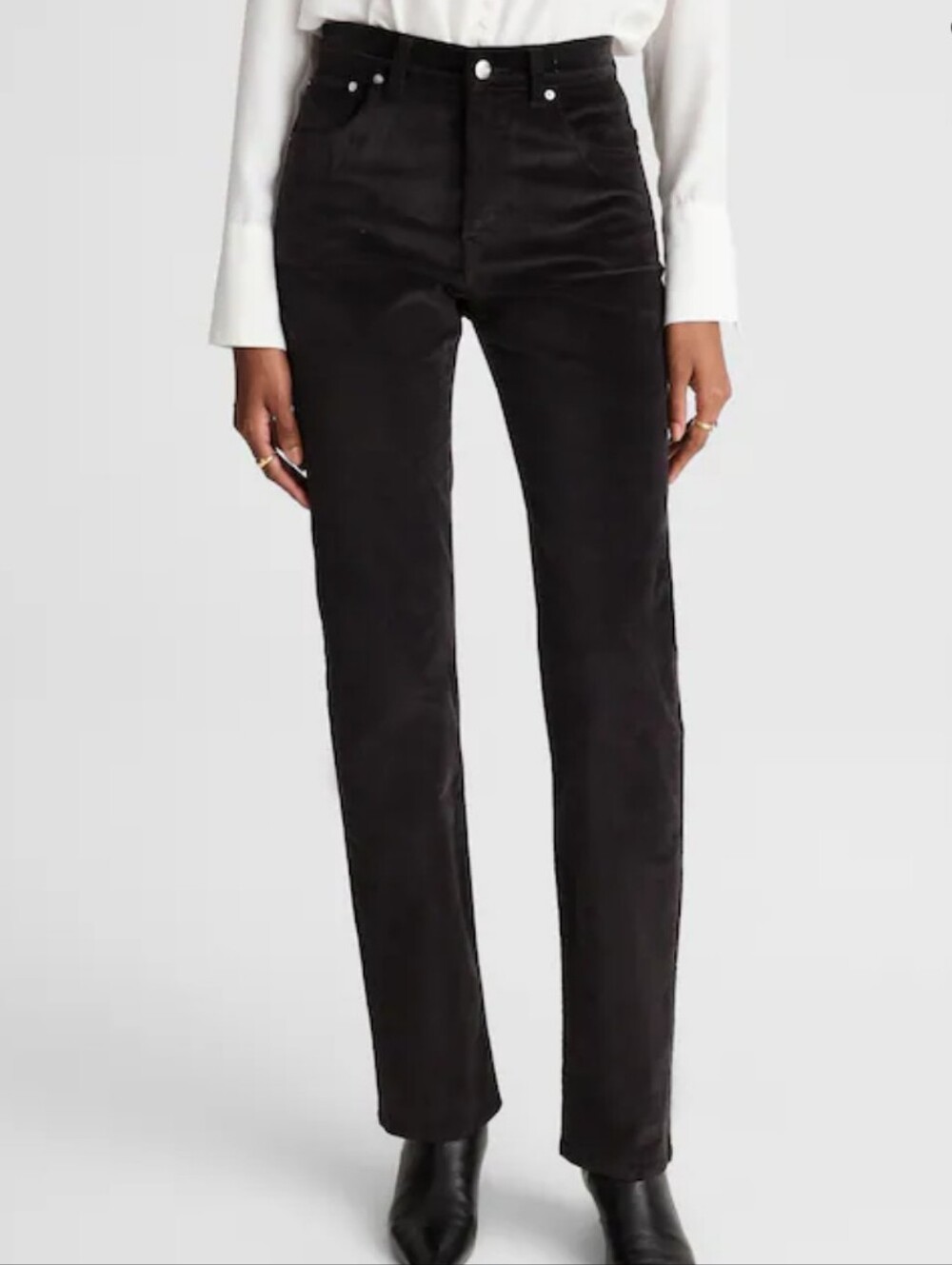 Madewell The Longline Straight Pant in Velvet NY500 NWT Size 32 Black